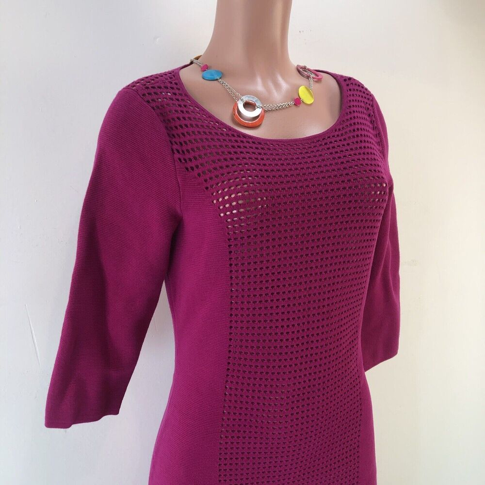 Lauren Ralph Lauren Dress Women's fuchsia Pink 3/4 Sleeves knitted fitte… - Picture 8 of 16